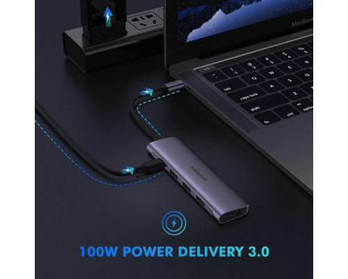 Хаб UGREEN CM136 USB Type C to HDMI + USB 3.0*3 + PD Power Converter (UGR-50209)