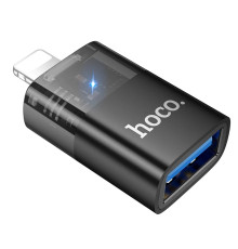 Перехідник HOCO UA36 iP male to USB female OTG transparent adapter Black (6942007647151)