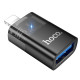 Перехідник HOCO UA36 iP male to USB female OTG transparent adapter Black (6942007647151)