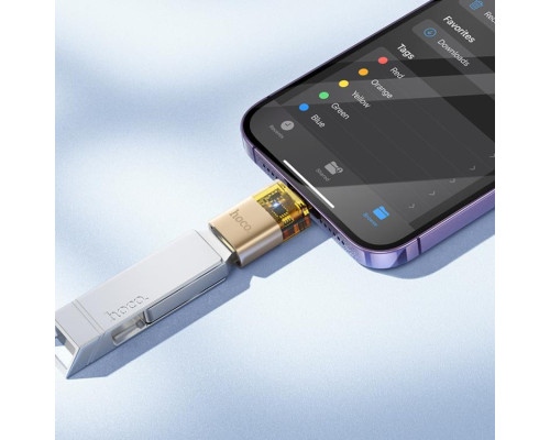 Перехідник HOCO UA36 iP male to USB female OTG transparent adapter Black (6942007647151)
