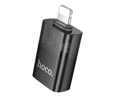 Перехідник HOCO UA36 iP male to USB female OTG transparent adapter Black (6942007647151)