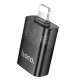 Перехідник HOCO UA36 iP male to USB female OTG transparent adapter Black (6942007647151)