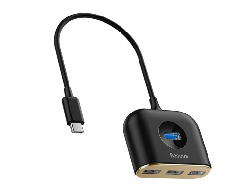 USB-Hub Baseus Square round 4 in 1 USB HUB Adapter(Type-C TO USB3.0*1+USB2.0*3) 0.17m Black