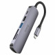 Кабель-перехiдник HOCO HB28 Type-C multi-function converter(HDTV+USB3.0+USB2.0+SD+TF+PD) Metal Gray