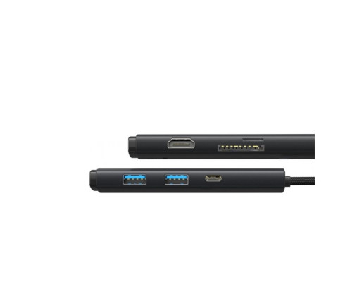 USB-Hub Baseus Lite Series 6-Port Type-C HUB Docking Station (Type-C to HDMI+USB3.0*2+Type-C Data+SD/TF) Black