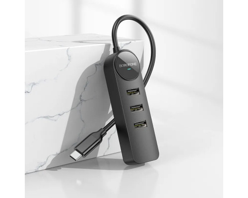 Адаптер Borofone DH5 Erudite 4-in-1 adapter(Type-C to USB3.0*4)(L=0.2M) (6941991104244)
