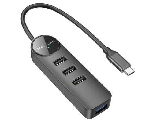 Адаптер Borofone DH5 Erudite 4-in-1 adapter(Type-C to USB3.0*4)(L=0.2M) (6941991104244)