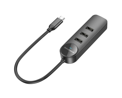 Адаптер Borofone DH5 Erudite 4-in-1 adapter(Type-C to USB3.0+USB2.0*3)(L=0.2M) Black (6941991104251)