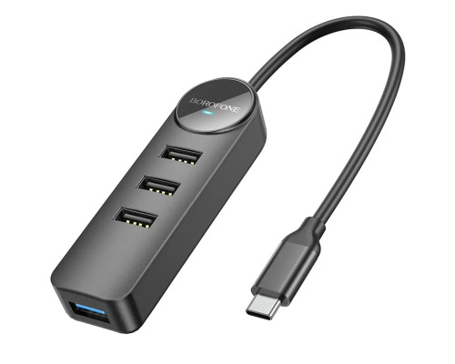 Адаптер Borofone DH5 Erudite 4-in-1 adapter(Type-C to USB3.0+USB2.0*3)(L=0.2M) Black (6941991104251)