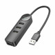 Адаптер Borofone DH5 Erudite 4-in-1 adapter(USB to USB3.0+USB2.0*3)(L=0.2M) Black