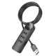 Адаптер Borofone DH5 Erudite 4-in-1 adapter(USB to USB3.0+USB2.0*3)(L=1.2M) Black