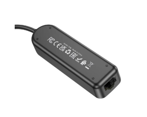 Адаптер Borofone DH6 Erudite 4-in-1 100 Mbps Ethernet Adapter(USB to USB2.0*3+RJ45)(L=1.2M) Black