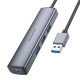 Адаптер BOROFONE DH12 Smart 4-in-1 converter(USB to USB3.0*4)(L=1.2M) Metal Gray