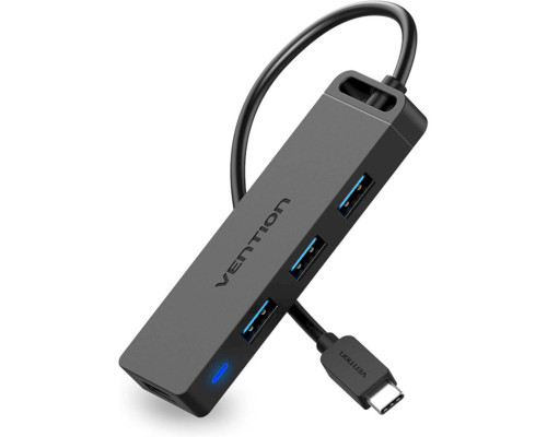 Хаб Vention Type-C to 4-Port USB 3.0 Hub with Power Supply Black 0.5M ABS Type (TGKBD)