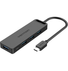 Хаб Vention Type-C to 4-Port USB 3.0 Hub with Power Supply Black 0.5M ABS Type (TGKBD)