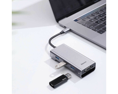 USB-Hub Baseus Square Desk Type-C Multi-functional HUB Deep gray VGA