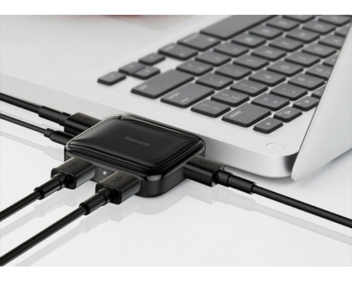 USB-Hub Baseus Fully folded portable 4-in-1 USB HUB Black