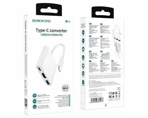 Адаптер Borofone DH4 Type-C converter(Type-C to USB3.0+HDMI+PD)