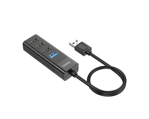 Кабель-перехiдник HOCO HB25 Easy mix 4-in-1 converter(USB to USB3.0+USB2.0*3) Black