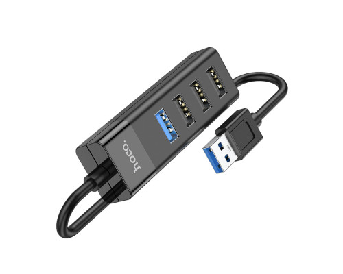 Кабель-перехiдник HOCO HB25 Easy mix 4-in-1 converter(USB to USB3.0+USB2.0*3) Black