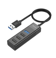 Кабель-перехiдник HOCO HB25 Easy mix 4-in-1 converter(USB to USB3.0+USB2.0*3) Black