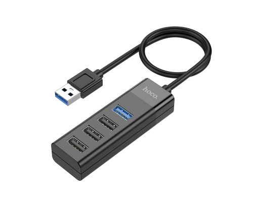 Кабель-перехiдник HOCO HB25 Easy mix 4-in-1 converter(USB to USB3.0+USB2.0*3) Black