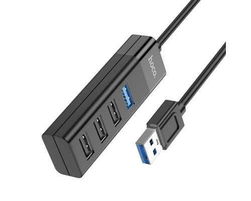 Кабель-перехiдник HOCO HB25 Easy mix 4-in-1 converter(USB to USB3.0+USB2.0*3) Black