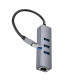 Кабель-перехiдник HOCO HB34 Easy link USB Gigabit Ethernet adapter(USB to USB3.0*3+RJ45) Metal Gray