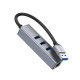 Кабель-перехiдник HOCO HB34 Easy link USB Gigabit Ethernet adapter(USB to USB3.0*3+RJ45) Metal Gray