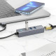 Кабель-перехiдник HOCO HB34 Easy link USB Gigabit Ethernet adapter(USB to USB3.0*3+RJ45) Metal Gray