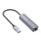 Кабель-перехiдник HOCO HB34 Easy link USB Gigabit Ethernet adapter(USB to USB3.0*3+RJ45) Metal Gray