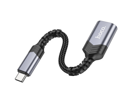 Кабель-перехідник HOCO UA24 Type-C male to USB female 3.0 converter Metal Gray