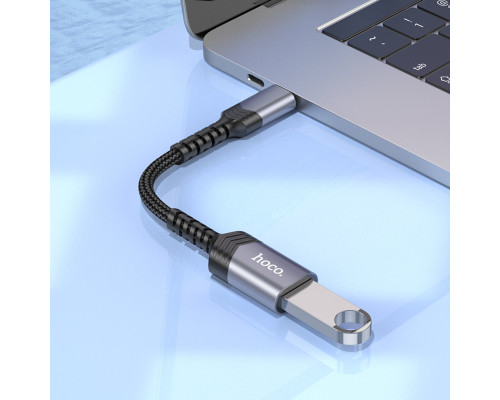 Кабель-перехідник HOCO UA24 Type-C male to USB female 3.0 converter Metal Gray