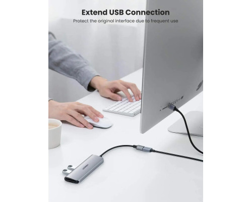 Кабель UGREEN US115 USB 3.0 Extension Cable Aluminum Case 1m (Black)(UGR-10495) (UGR-10495)