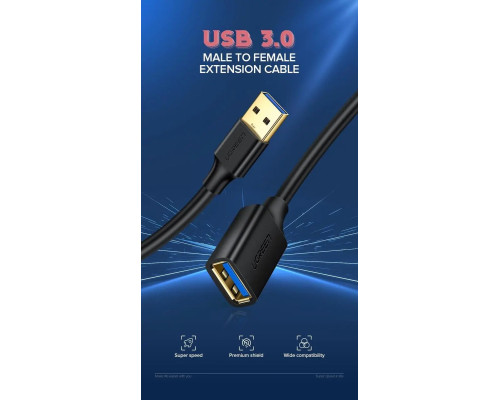 Подовжувач UGREEN US129 USB 3.0 Extension Male Cable 1.5m (Black)(UGR-30126)