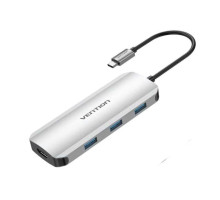 Хаб Vention USB-C to HDMI/USB 3.0x3/SD/TF/PD Docking Station Gray 0.15M Aluminum Alloy Type (TOJHB)