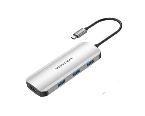 Хаб Vention USB-C to HDMI/USB 3.0x3/SD/TF/PD Docking Station Gray 0.15M Aluminum Alloy Type (TOJHB)