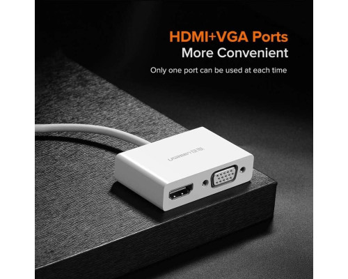 UGREEN USB Type C to HDMI + VGA Converter (White) (UGR-30843)