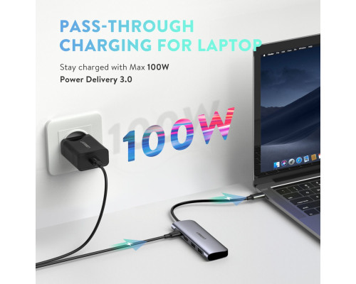 Хаб UGREEN USB-C to 2 Ports USB3.0-A Hub + HDMI + TF/SD with PD Power Supply (Space Gray) (UGR-70411)