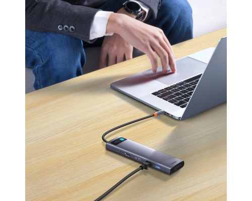 USB-хаб Baseus Metal Gleam Series 12-in-1 Multifunctional Type-C HUB Docking Station Gray (WKWG020213)