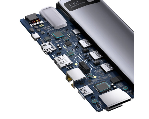 USB-хаб Baseus Metal Gleam Series 12-in-1 Multifunctional Type-C HUB Docking Station Gray (WKWG020213)