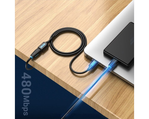 Кабель Vention USB 2.0 A Male to A Female Extension Cable 1M black PVC Type (CBIBF) (CBIBF)