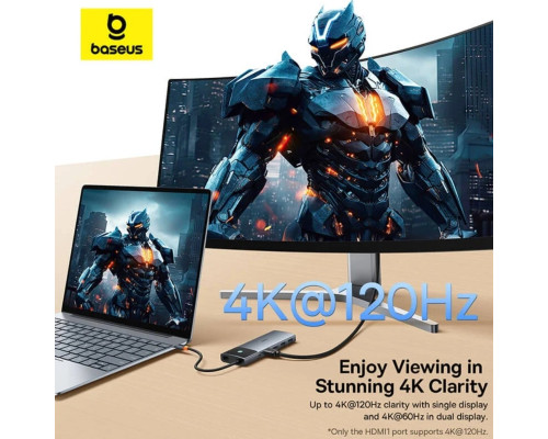 USB-хаб Baseus Metal Gleam Series II 10-in-1 USB HUB Cosmic Black(USB-C to 1*HDMI4K@120Hz+1*HDMI4K@60Hz+1*USB-A(10Gbps)+1*USB-C(10Gbps)+2*USB-A(480Mbp (B00061800123-00)