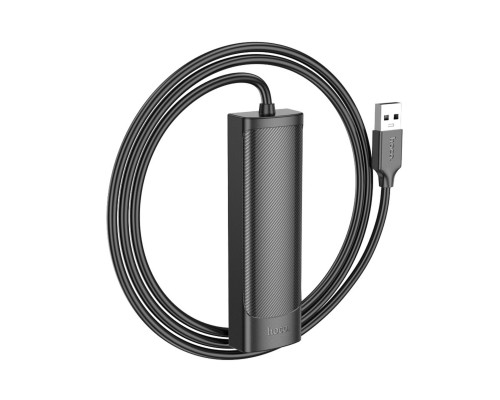 Кабель-перехiдник HOCO HB41 Easy safety 4-in-1 Adapter(USB to USB2.0*4)(L=1.2M) Black (6942007615136)