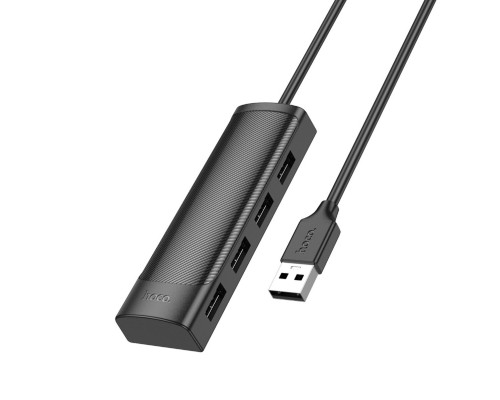 Кабель-перехiдник HOCO HB41 Easy safety 4-in-1 Adapter(USB to USB2.0*4)(L=1.2M) Black (6942007615136)