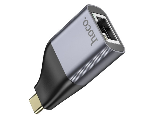 Перехідник HOCO UA35 Type-C to RJ45 adapter Metal Gray (6942007645607)