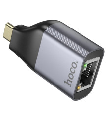 Перехідник HOCO UA35 Type-C to RJ45 adapter Metal Gray (6942007645607)