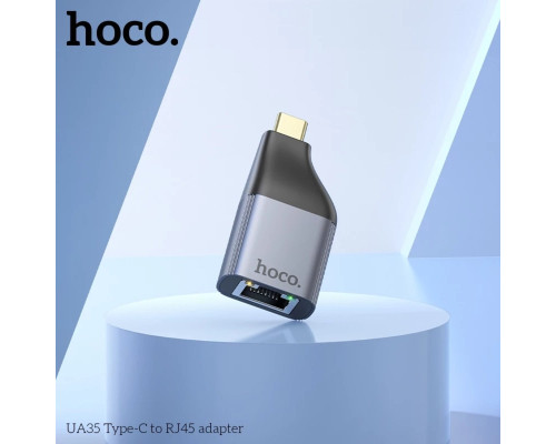Перехідник HOCO UA35 Type-C to RJ45 adapter Metal Gray (6942007645607)