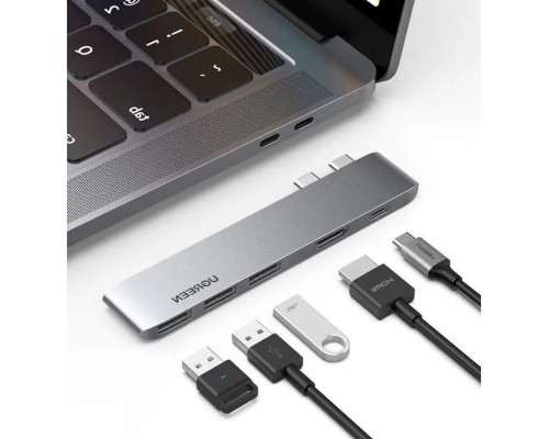 USB-Хаб UGREEN CM251 Dual USB-C To HDMI+3*USB 3.0 A+Type C Female Converter (UGR-60559)
