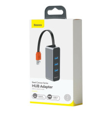 USB-Hub Baseus Steel Cannon Series USB A to USB3.0*3+RJ45 HUB Adapter Dark gray